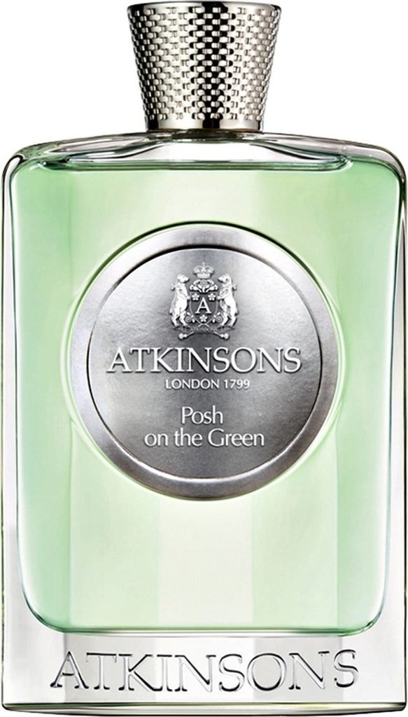 A studio shot of a bottle of Atkinsons Posh on the Green Eau de Parfum.