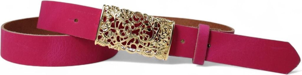 FRONHOFER Damen Ledergürtel Blumenschließe gold 3 cm, echt Leder, floral