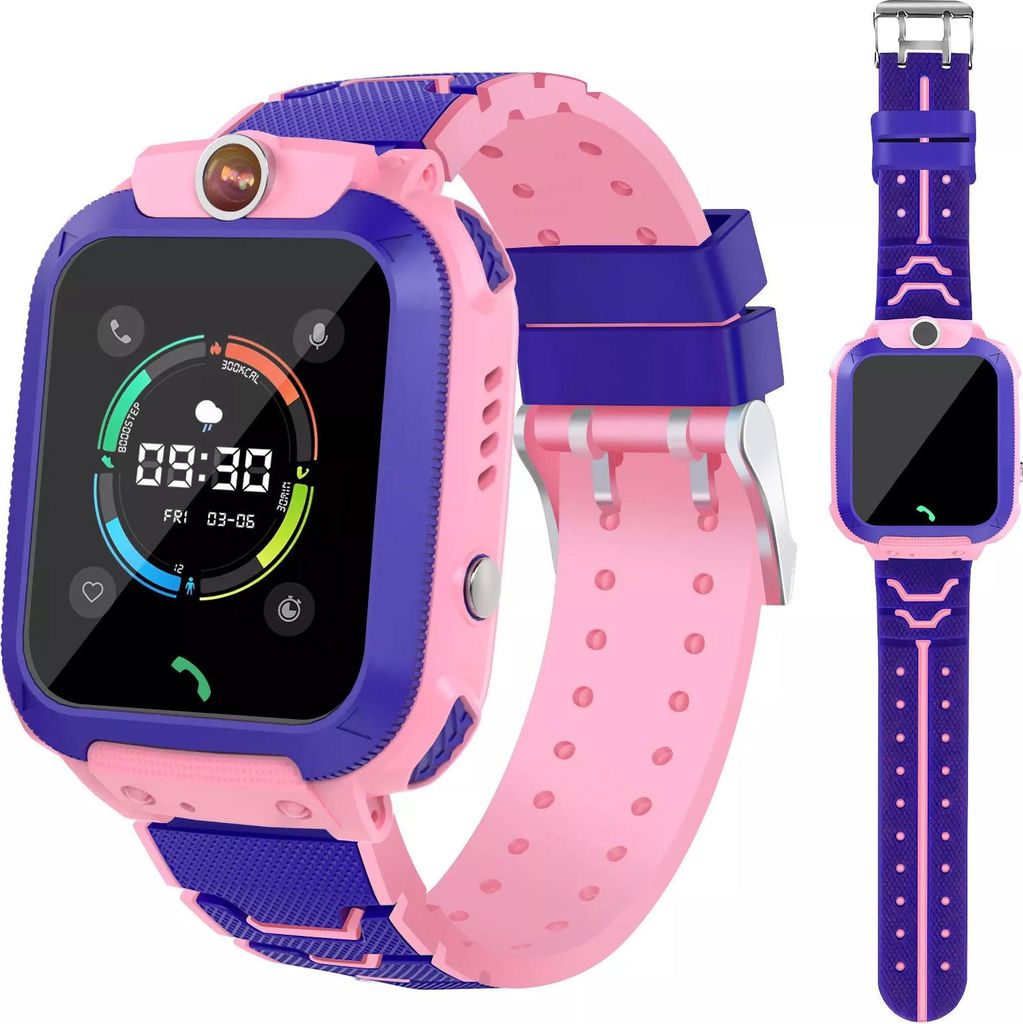 MODFU Smartwatches, Kinder Smartwatch mit Telefon, LBS Ortung, SOS Notruf, SIM Karte, IP68 Wasserdicht, GPS Uhr für Kinder, Rosa
