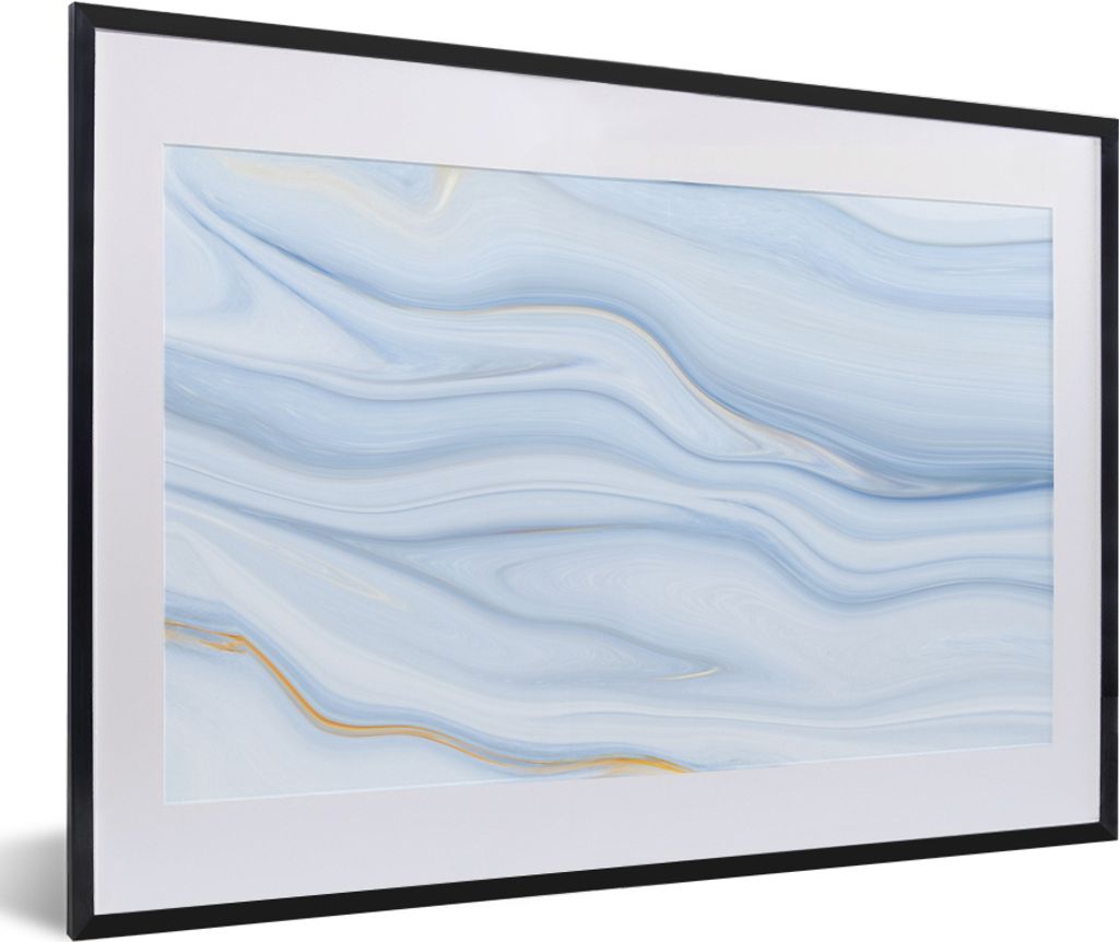 MuchoWow® Gerahmtes Poster Marmor - Welle - Blau - Muster - Produktbild 