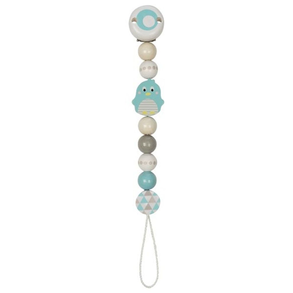 Goki Schnullerkette Pinguin, Blau, Grau, Weiß, Holz, Produktbild 