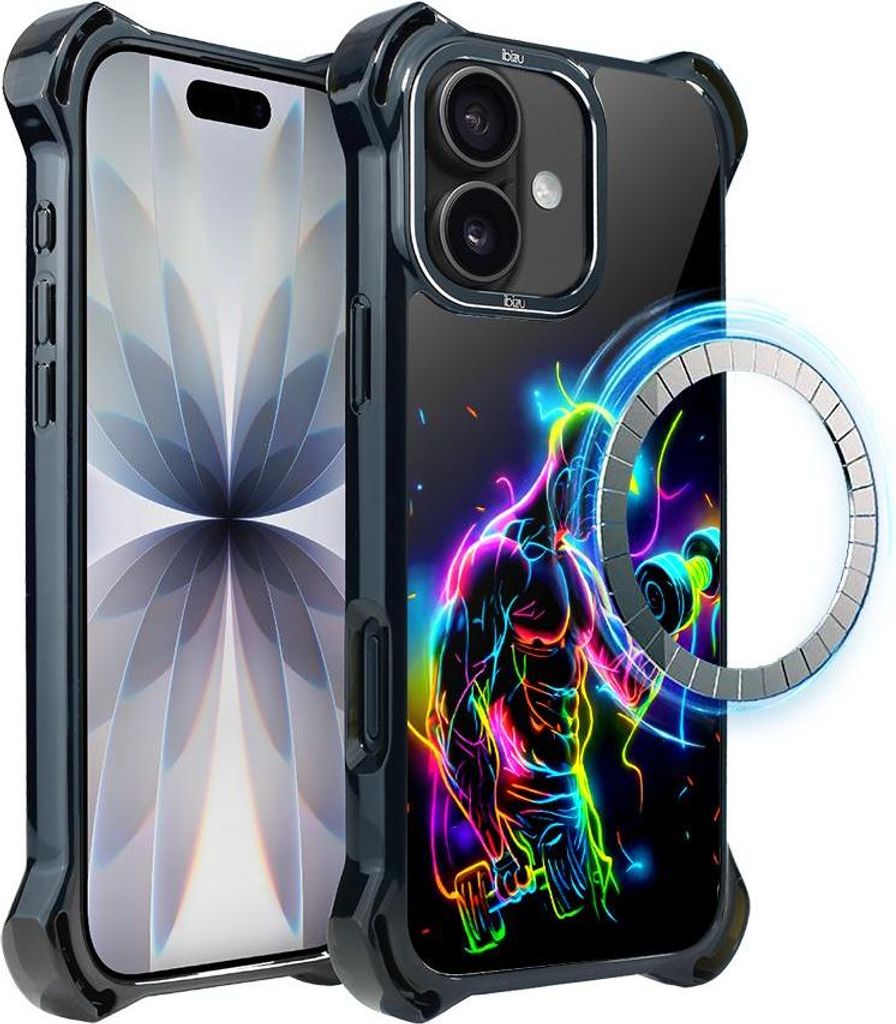 Schutzhülle für das iPhone 17, MagSafe-kompatibel, verstärkte Ecken, schwarz, Kraftsportler, für Fitnessstudio-Fans