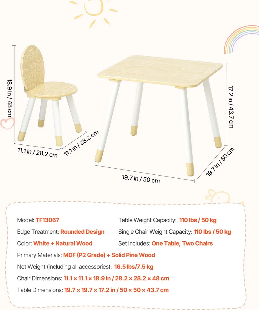 Ensemble Table et Chaises pour Enfant avec Surface Dessin Effaçable - 7