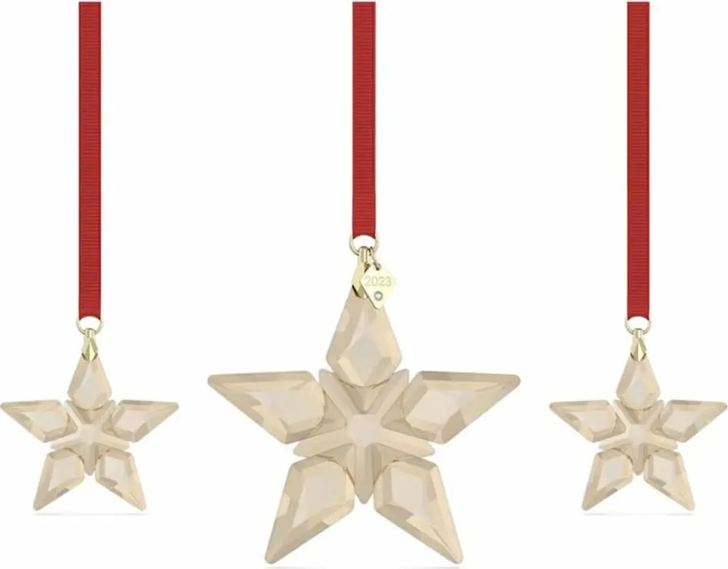 Ornements de Sapin Swarovski 2023 Set de 3 Étoiles pour Déco de Fête