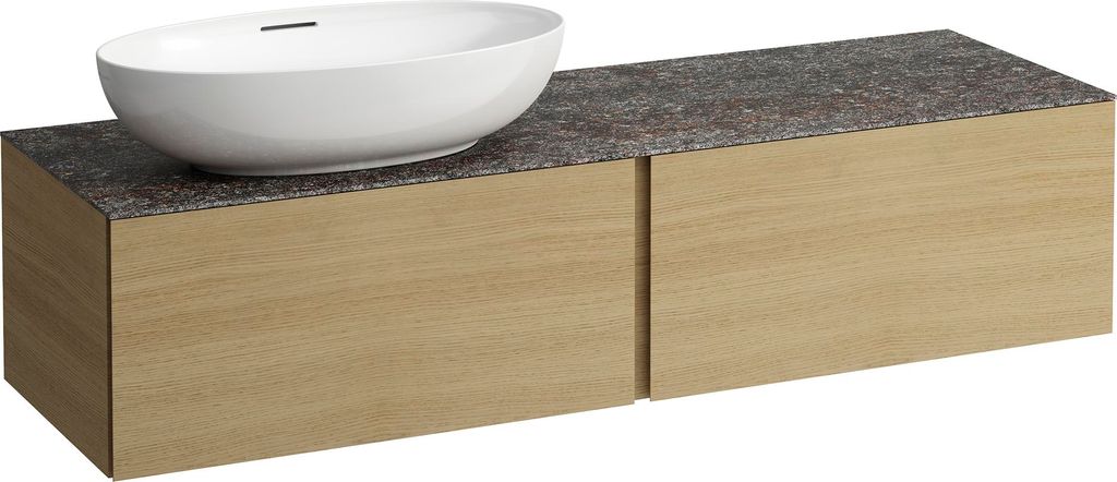 LAUFEN ILBAGNOALESSI Schubladenelement, Steinplatte Marrone Naturale, Ausschnitt links, 160x50x37cm, zu WT-Schale H81897 5, H4323520972501