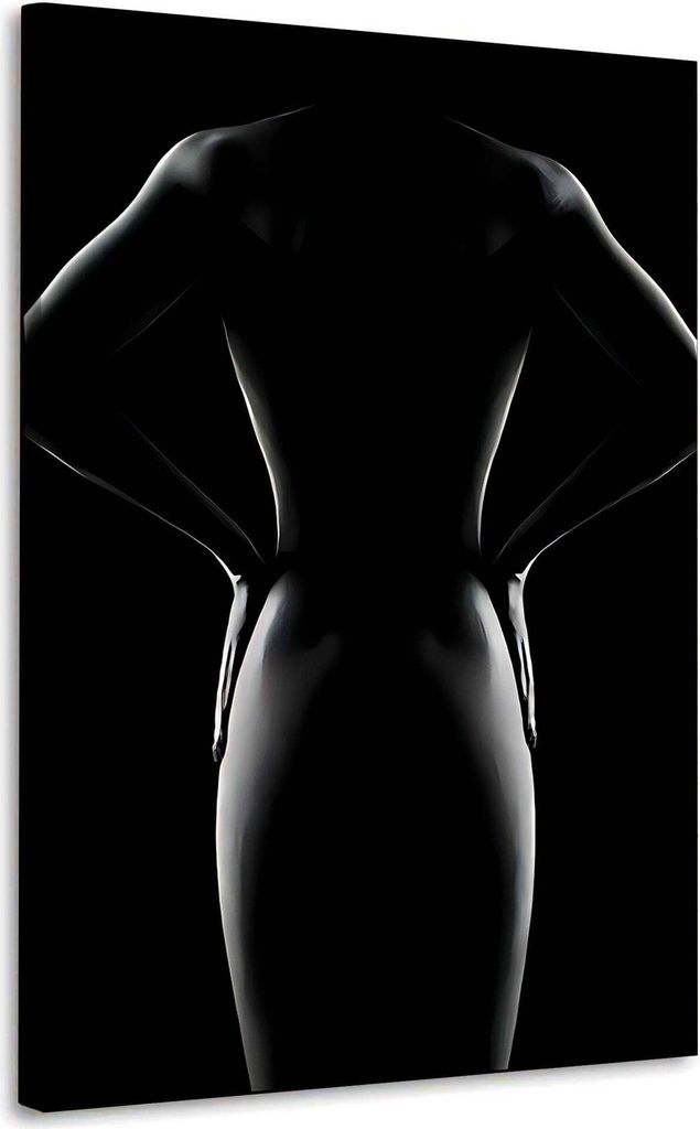 Wandbild Leinwandbild Frau Rückansicht, schwarz weiß Kunstdruck XXL Wanddeko: 80x120x4cm
