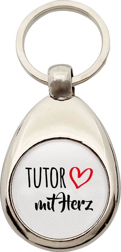 Huuraa Schlüsselanhänger Tutor mit Herz Metall Schlüsselring Einkaufswagenchip Geschenkidee