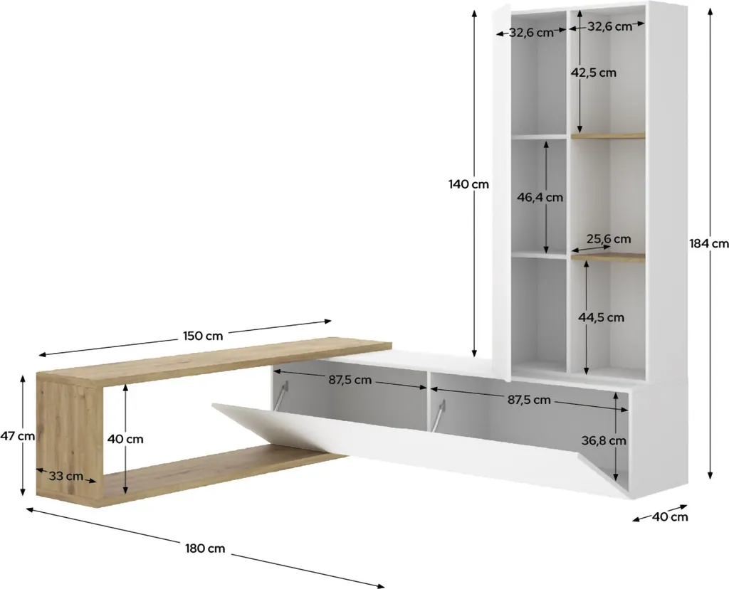 Mur Modulaire Blanc Aménageable Vicksburg - Rangement Flexible et Design