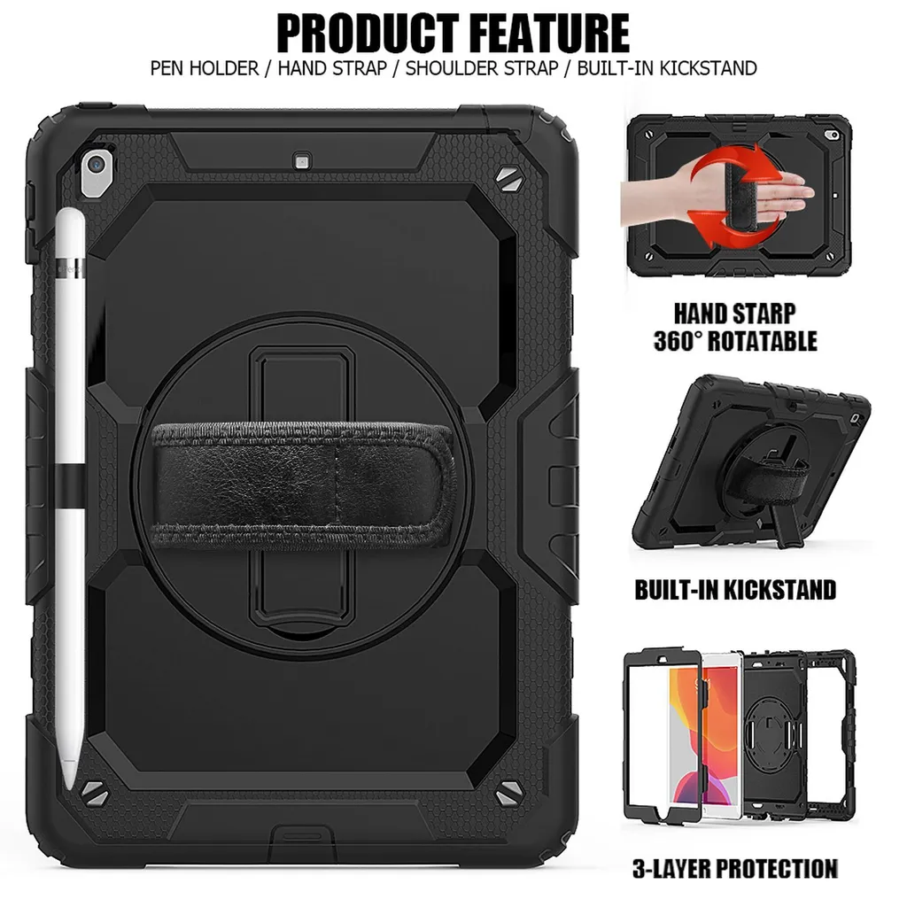 Coque Blindée iPad 7ème Génération 10.2 2019 avec Dragonne Intégrée - 4