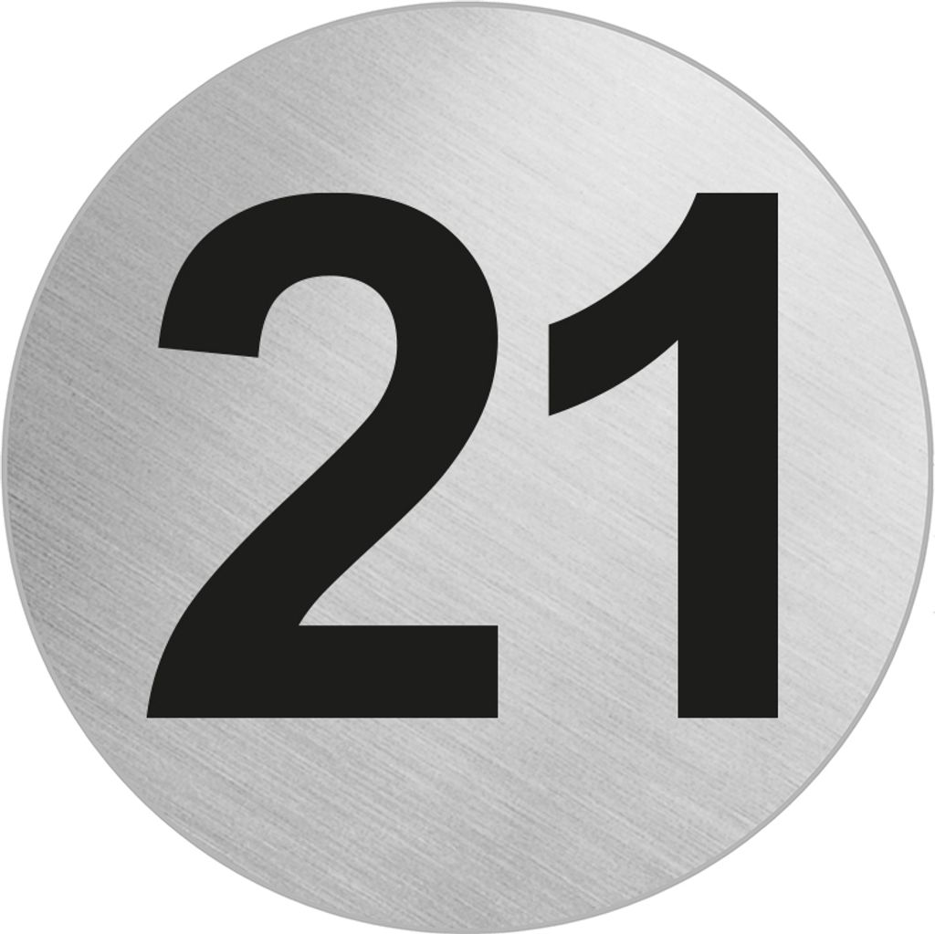 Türnummer Zimmernummer aus Edelstahl "21" Ø 60 mm Produktbild 