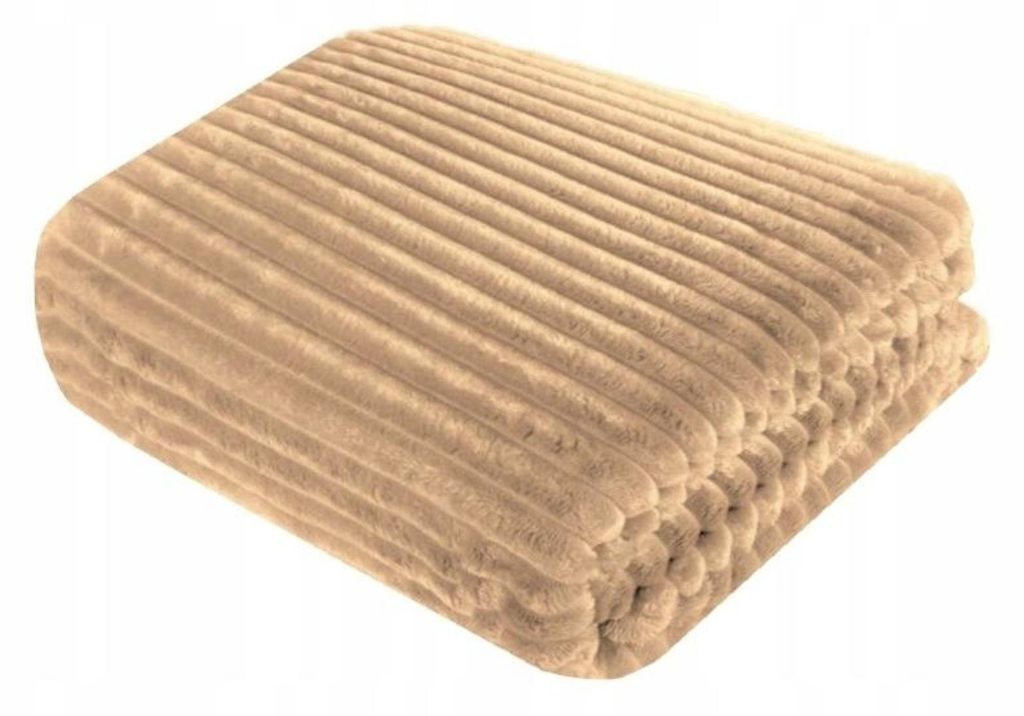 Geprägte Decke - 160x200 cm - Beige - 250g/m2 - warme Wohndecke für Bett oder Sofa, dekorative Tagesdecke für Wohnzimmer