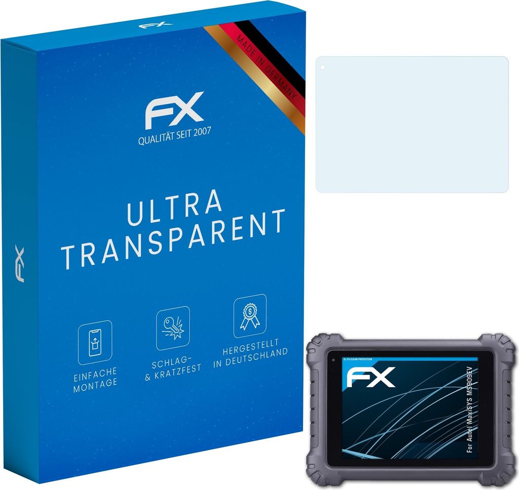 atFoliX FX-Clear 2x Schutzfolie kompatibel mit Autel MaxiSYS MS909EV Displayschutzfolie