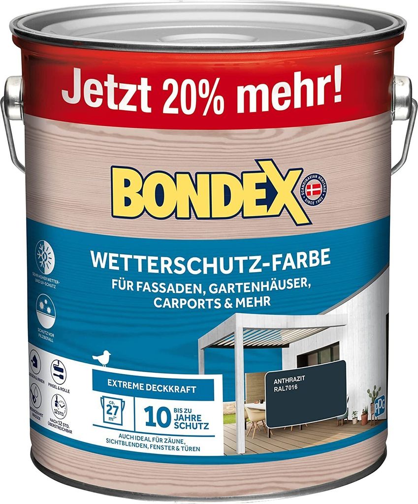 Bondex Wetterschutzfarbe anthrazit 3 L Produktbild 
