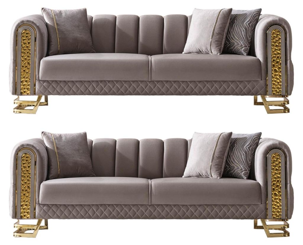 Villa Möbel Sofa Set Aveline Farbe: Taupe Stellvariante:3+2 Modernes Design mit klassischen Elementen kombiniert