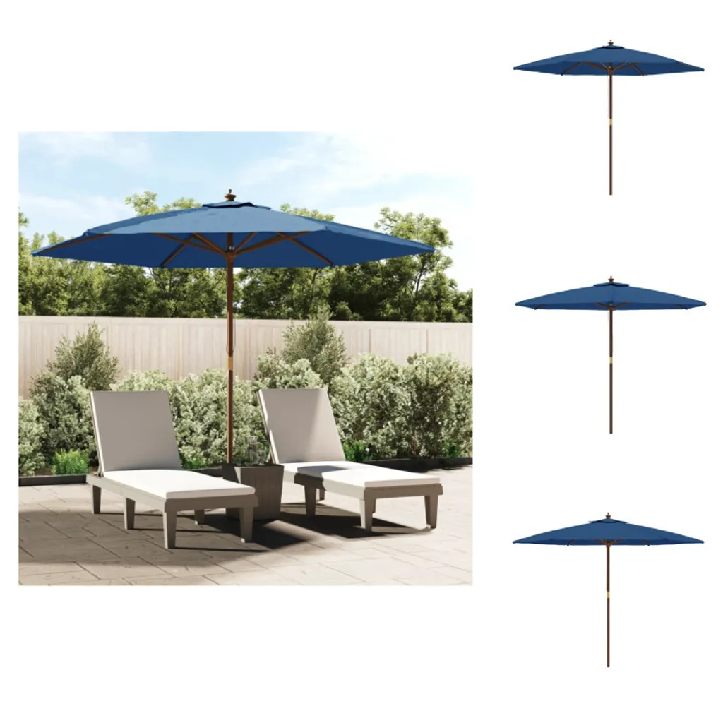 vidaXL Ombrellone Giardino Legno Azzurro 3m | Protezione UV Famiglia