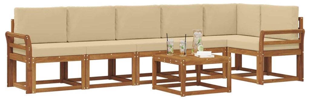 Best Möbel Outdoor-Sofagarnitur Moderne - HOMMIE - Gartenlounge Set/Outdoor Sofa - mit Kissen 7 pcs Natur und Beige - Gartensofas designMöbel17264