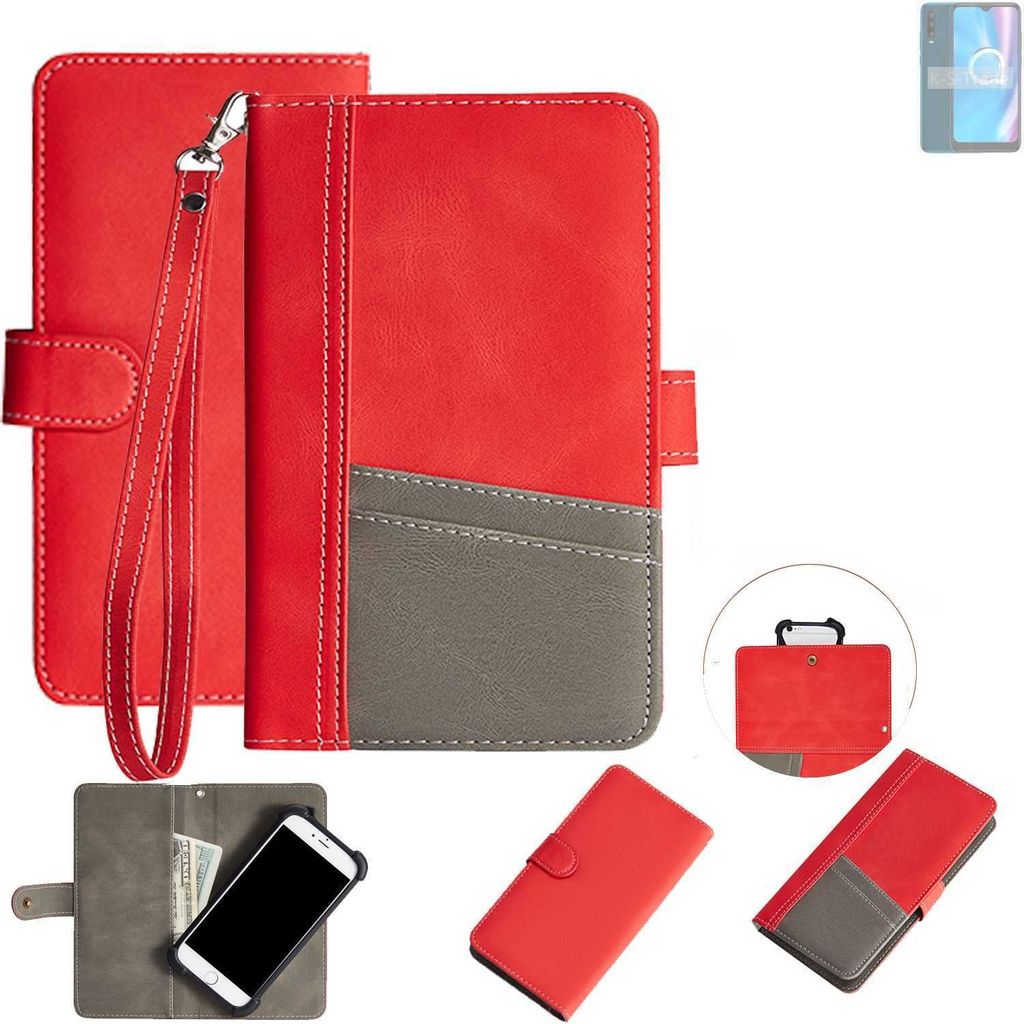 K-S-Trade Handy Schutzhülle für Alcatel 3X Plus Hülle Portemonnee Brieftasche Klapphülle Kartenfächer Flip Wallet Case Etui