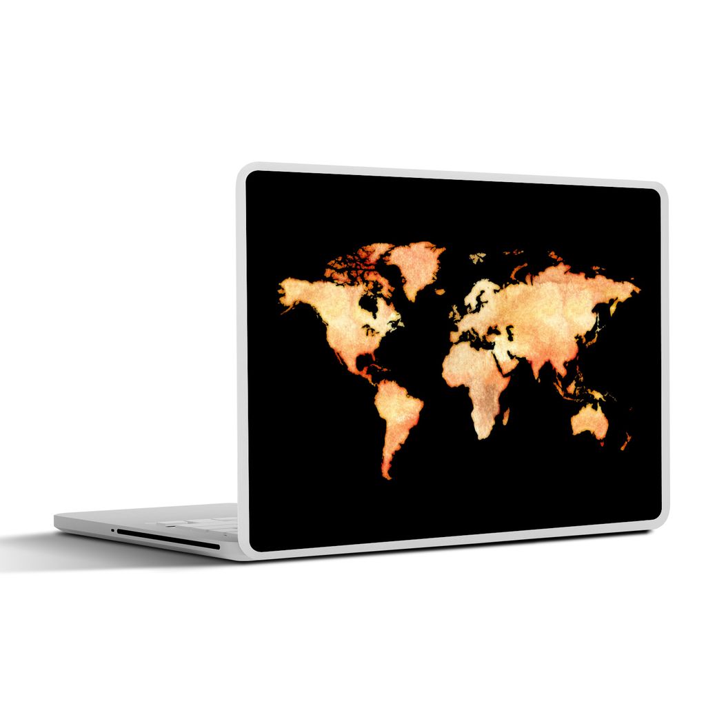 MuchoWow Laptop Aufkleber Sticker Cover Weltkarte - Aquarell - Schwarz 40x30 cm - Laptop Dekoration - Selbstklebend