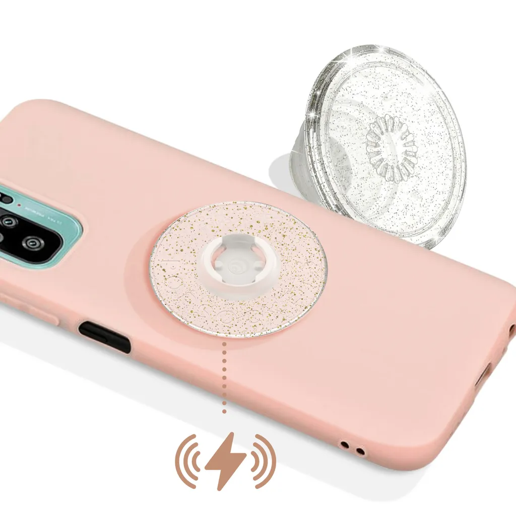PopSockets PopGrip Clear Glitter Silver - Support de téléphone pailleté - 10