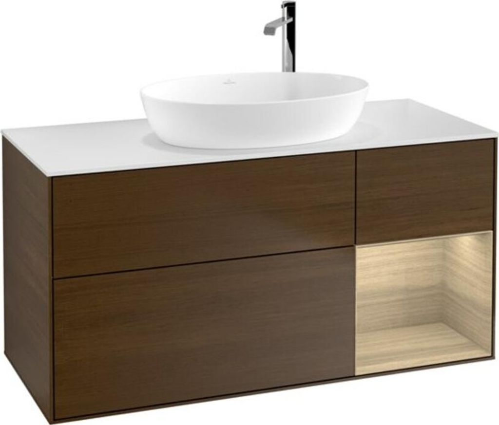 V&B Waschtischunterschrank Wandbeleuchtung Finion 120cm, Pl wh. m, Reg Oa ven, wal ven