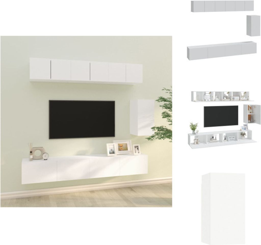 vidaXL 6-tlg. TV-Schrank-Set Weiß Holzwerkstoff -  TV-Möbel Produktbild 