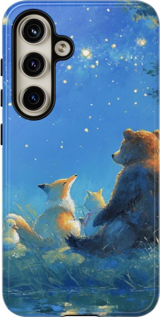 Bär, Fuchs und Ente unter Sternenhimmel – Hülle Kompatibel mit Samsung Galaxy S24