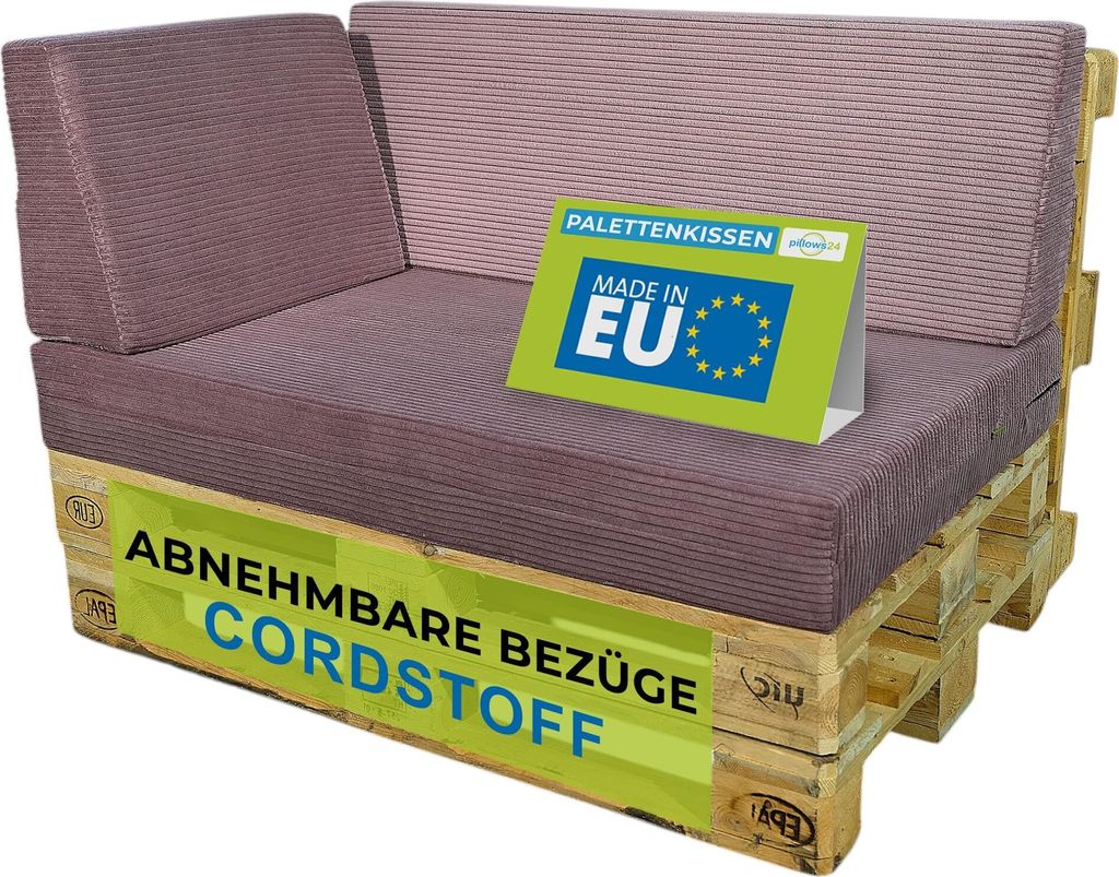 Vankúše24 - Vankúše na nábytok z paliet Manšestrová súprava Obrázok produktu 