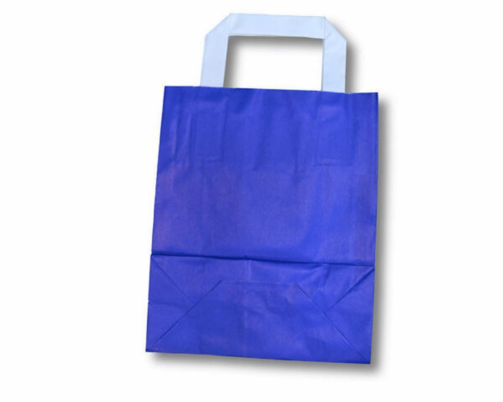 250x Papiertragetaschen aus Kraftpapier 180+80x220mm blau Produktbild 