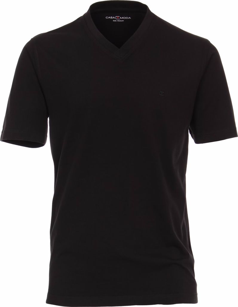 CASAMODA Herren T-Shirt Kurzarm V-Neck Regular Fit Schwarz  Produktbild 