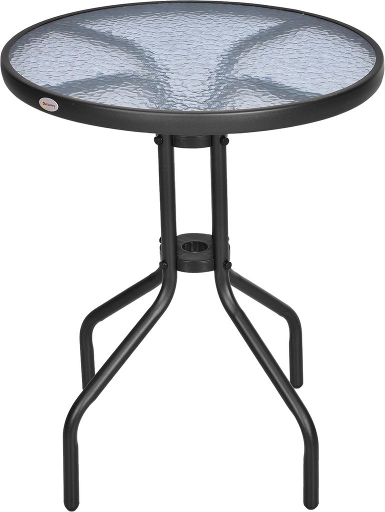 Gartentisch Balkontisch Bistrotisch Glastisch Beistelltisch Metall+Sicherheitsglas ∅60xH70cm