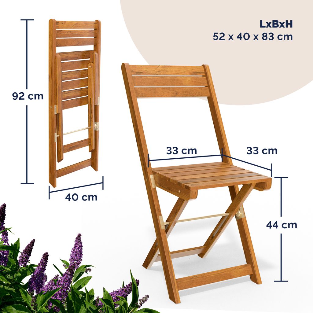 CASARIA® Balkonmöbel Set 2 Personen Wetterfest Holz Produktbild 7