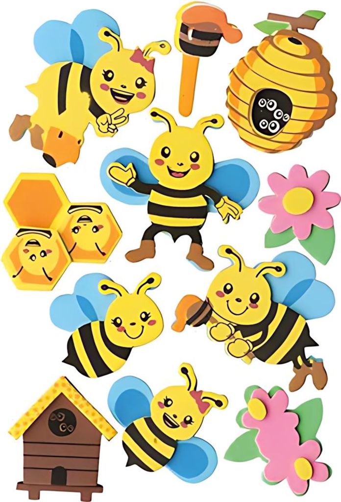 GLOREX Moosgummisticker 3D Bienen 6x4,5cm 11teilig, Produktbild 