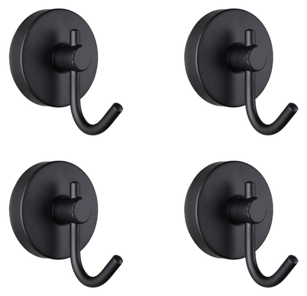 INF Set aus 4 J-Haken mit Saugnapf Edelstahl 5.9cm x 5.8cm x 5.8cm für Bad Schwarz