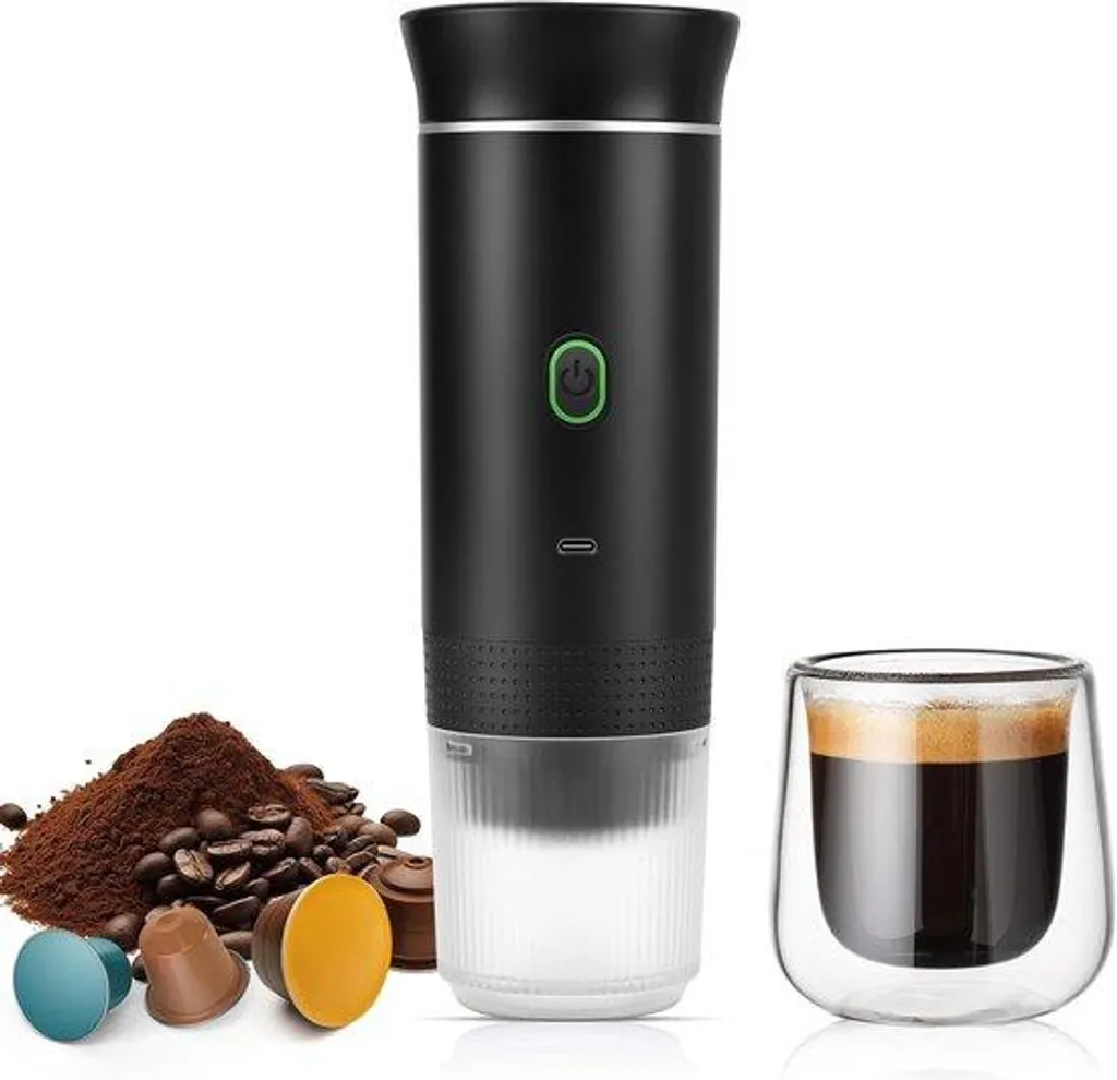 Machine à expresso de voyage pratique et rechargeable sans fil 12V noire