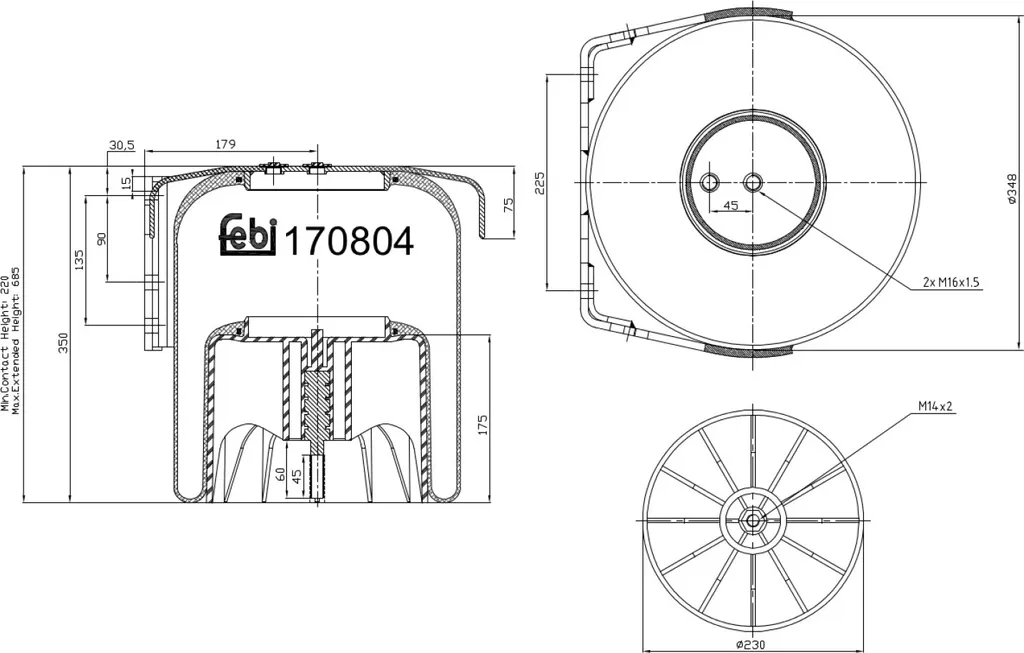 Suspension Pneumatique Arrière Iveco EuroStar : Soufflet Febi 680mm 170804