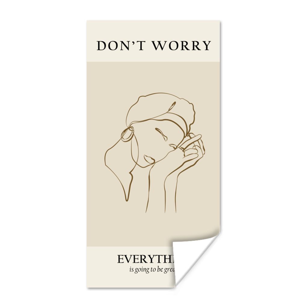 MuchoWow Poster Frau - Linienkunst - Zitate - Text 60x120 cm - Wandschmuck