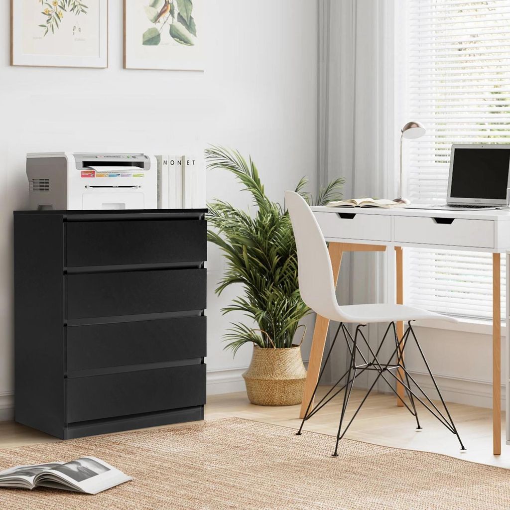 Highboard Nero 40x42,5x124 Cm – 2 Cassetti E Ripiani Per Soggiorno, Corridoio O Cucina