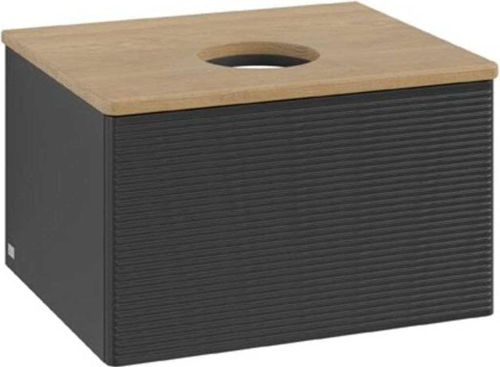V&B Waschtischunterschrank mit Frontstruktur Antao 60x36x50cm, WBP-farbe hon. Oa, bla m Lac