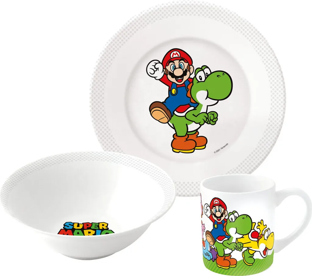 Set de Table Nintendo Super Mario en Céramique avec Bol et Assiette