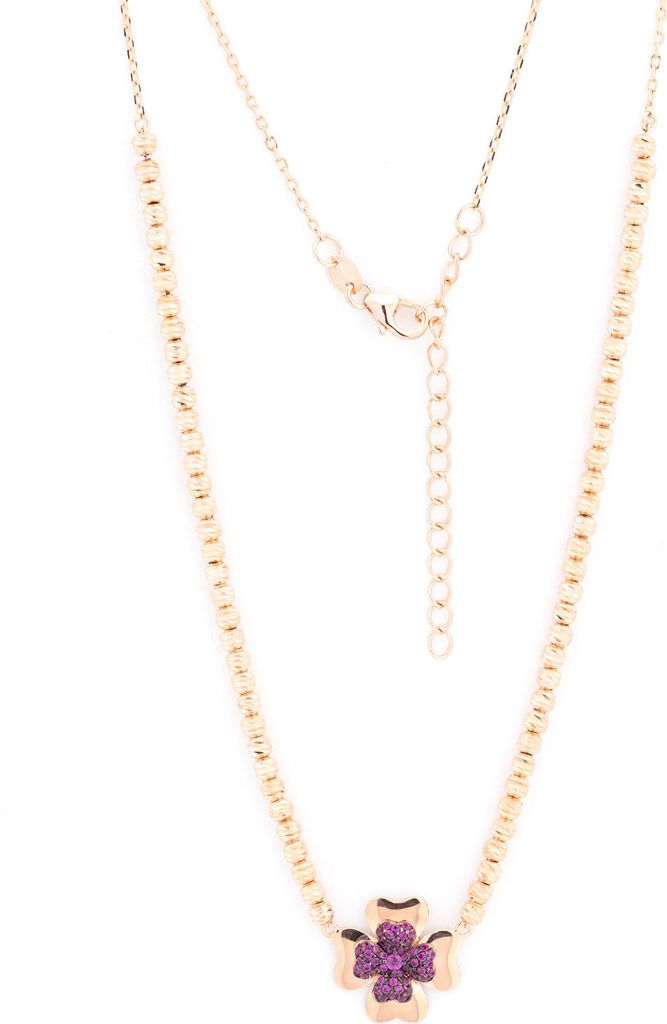 Collier aus 925 Silber mit kleinem Blumen-Anhänger und Produktbild 