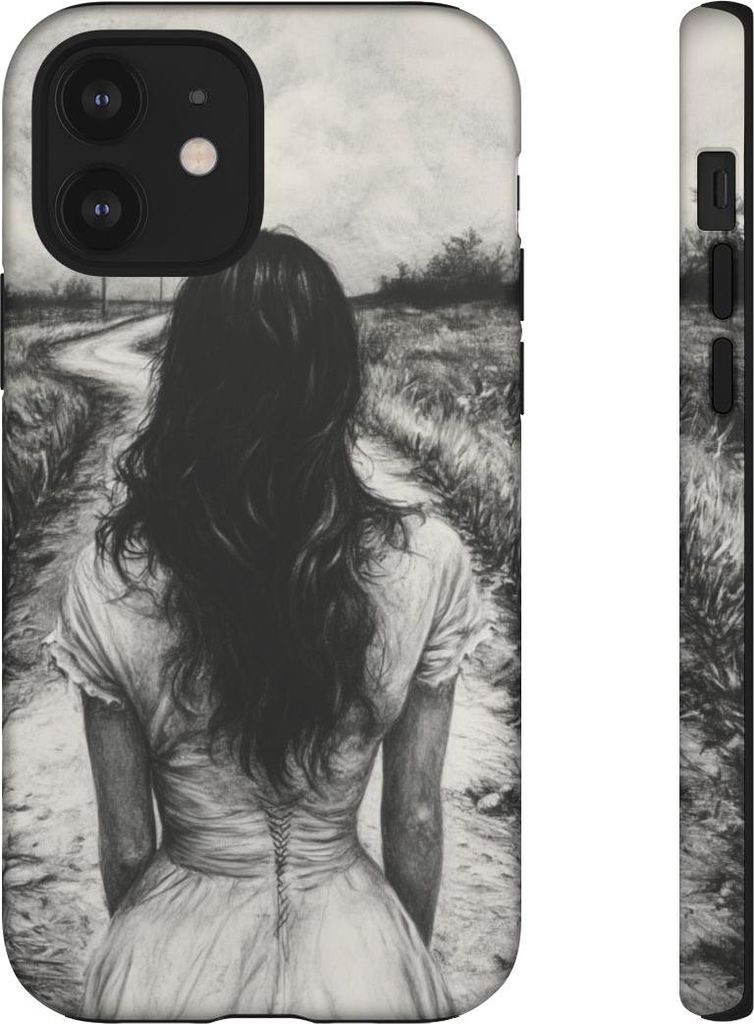 Frau auf Landstraße – Handyhülle mit mattem Design Kompatibel mit iPhone 12