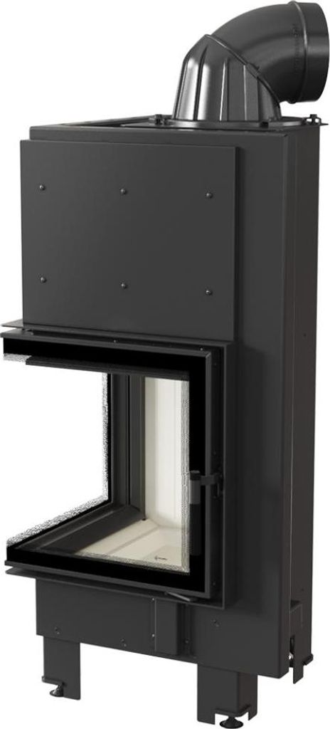 Kamineinsatz aus Stahl KRATKI MBN links 8 kW Ø 200 gebogenes Glas