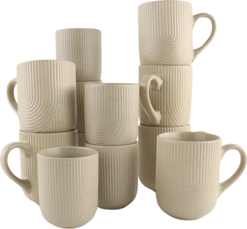 OTIX Kaffeebecher-Set von 12 Cappuccino-Tassen mit Henkel 300 ml ohne Henkel 190 ml TEAK