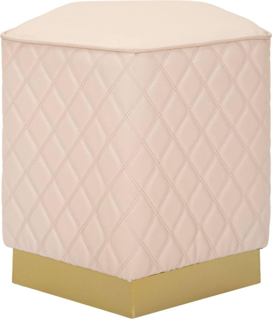 Pouf Suasa, Mehrzwecksessel, Nachttisch, Hockerhocker, 38x38 h38 cm, Rosa und Gold