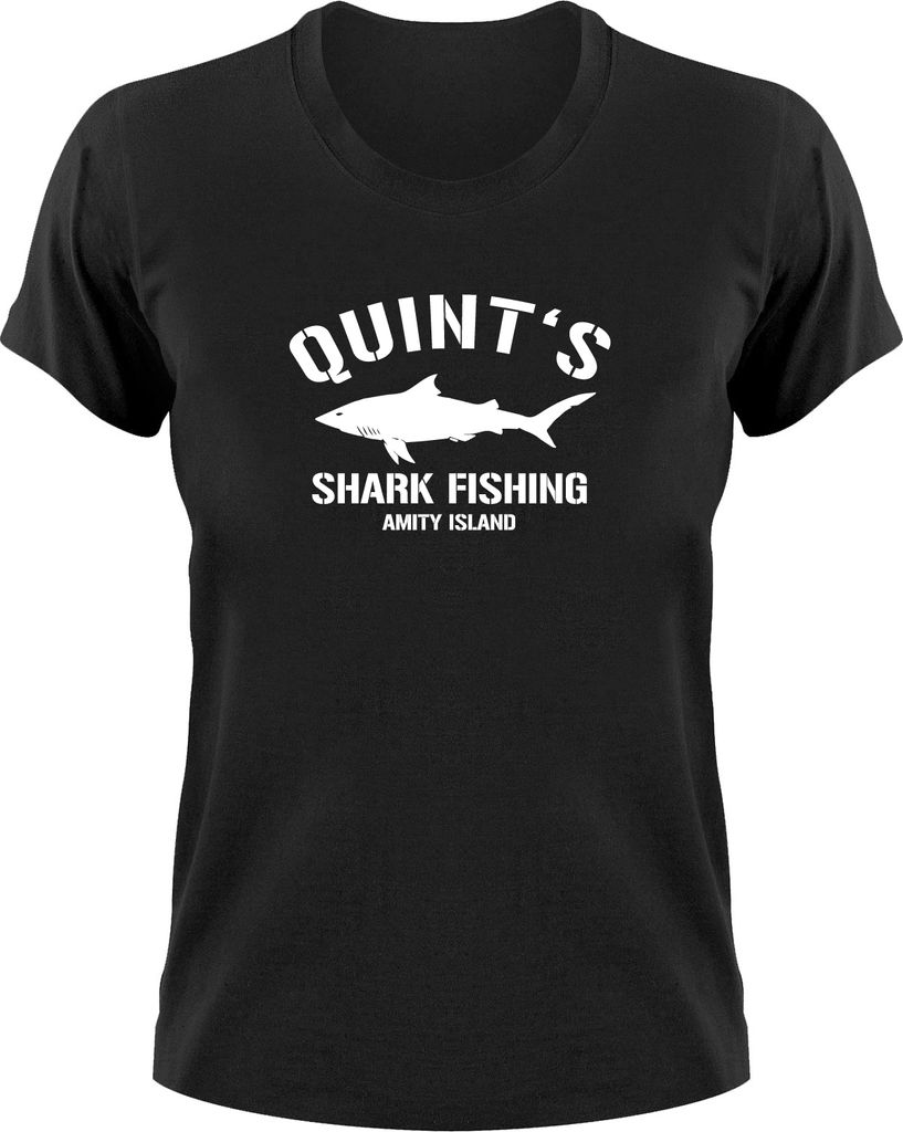 Styletex23 T-Shirt Quint's Shark Fishing Amity Island, Damen schwarz, XL