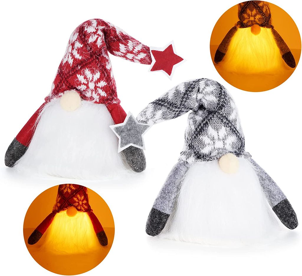 4 Weihnachts-Wichtel Als Deko – Hängeschmuck Für Baum & Raum In Grau, Rosa, Rot, Weiß