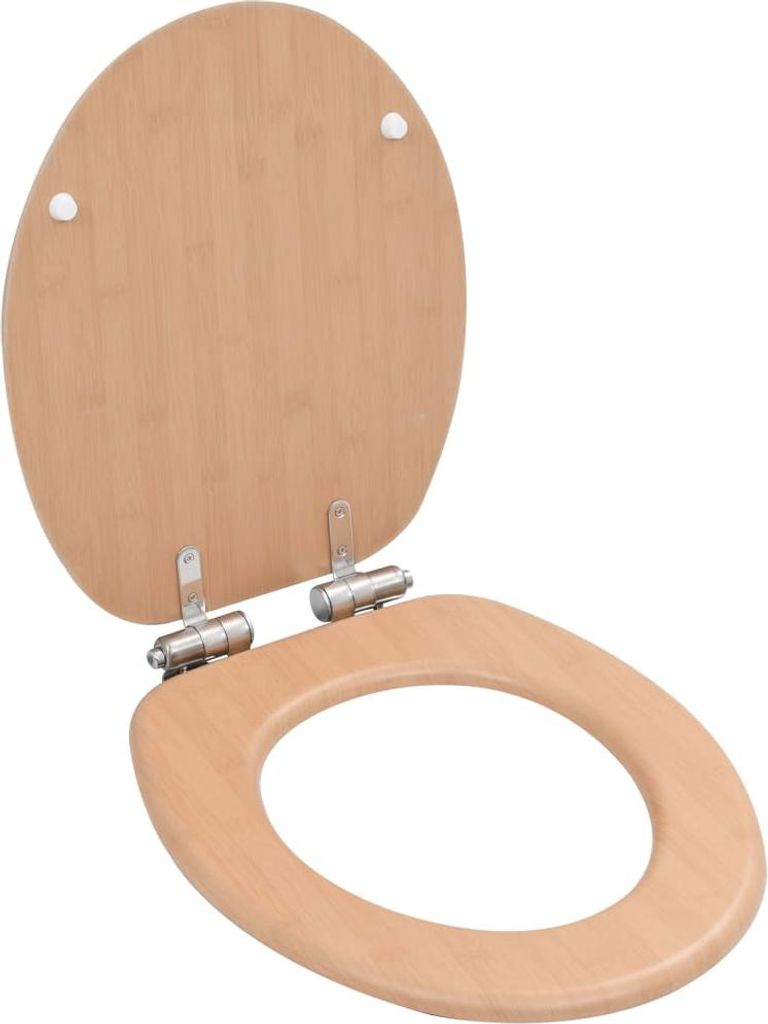 vidaXL Toilettensitze 2 Stk. mit Soft-Close-Deckel MDF Bambus-Design