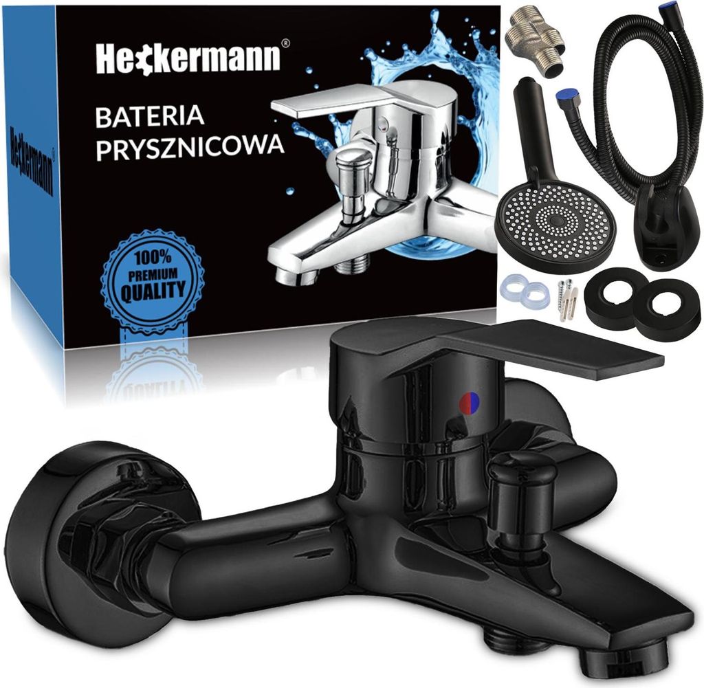 Bateria wannowa ścienna Heckermann AF5 Czarna Zdjęcie produktu 