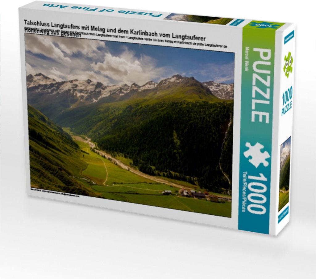 Calvendo Talschluss Langtaufers mit Melag und dem Karlinbach vom Langtauferer Höhenweg aus gesehen 1000 Teile Puzzle quer 640x480mm, Wenk Marcel; ...