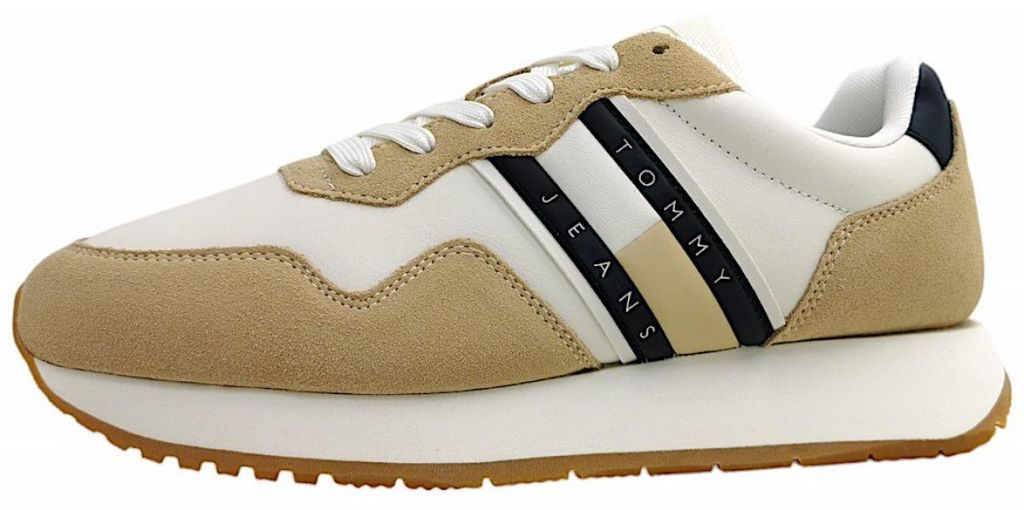 Tommy Hilfiger Beige Leder -Turnschuhe für Männer stilvoller Komfort – EU42/US9
